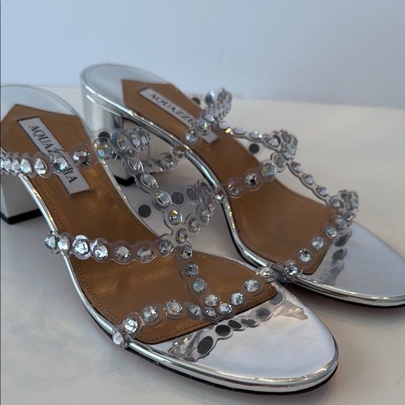 NWT Aquazzura Silver Women's Sandals - Picture 2 of 6
